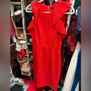 J. Crew women’s red flutter sleeve dress with a zipper closure NWT size 00